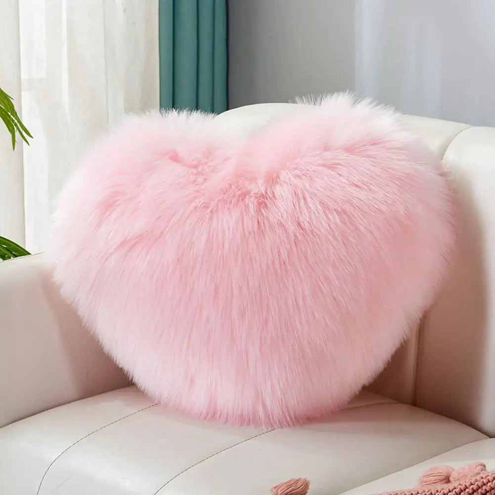 40cm PP Cotton Stuffed Heart Pillow Sofa Decorative Cushion Long Faux Fur Soft Sofa Pillow Cushion Gift Room Decorative Pillow