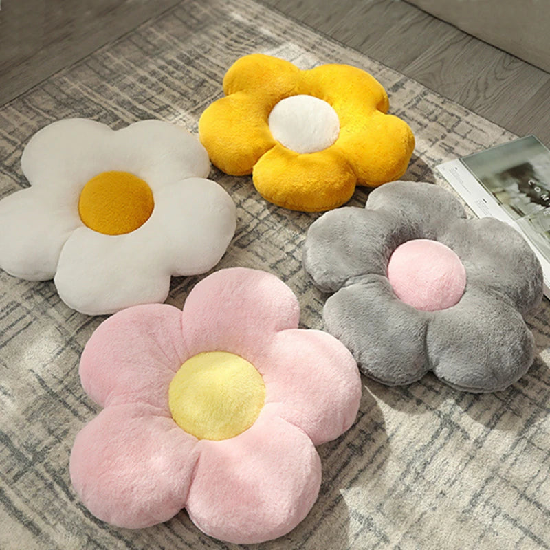 12/35cm Stuffed Five Petal Flower Cushion Girly Room Decor Sunflower Pillow Bay Window Pink Flower Sit Bedroom Seat Pillow