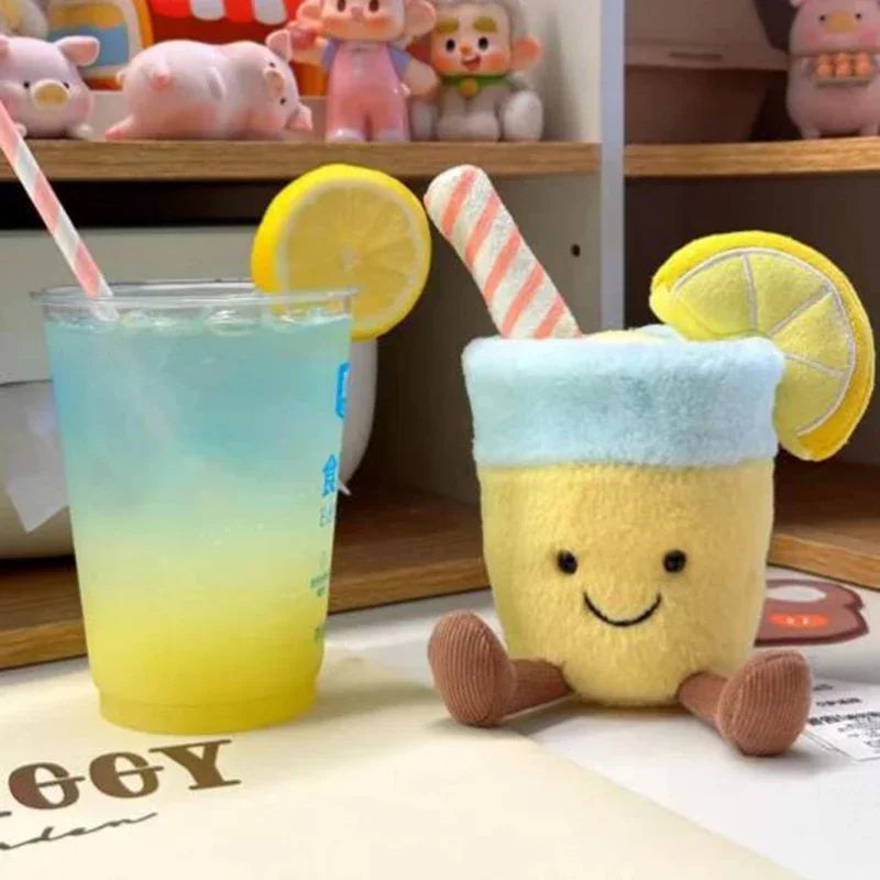 2025New In-Stock Jelly Cat Summer Coconut Backpack Pendant Lemonade Plush Cushion Home Bedroom Decorations Girl Gift