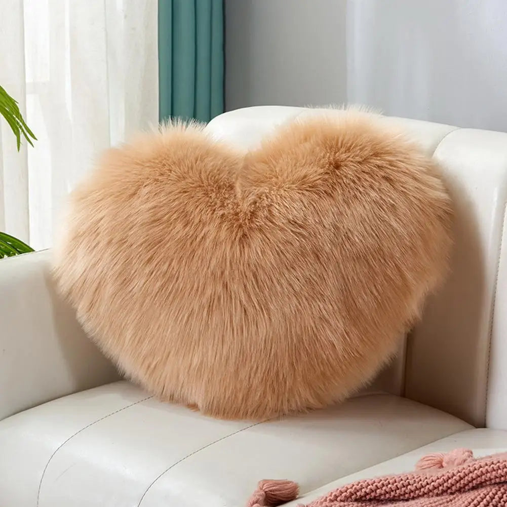 40cm PP Cotton Stuffed Heart Pillow Sofa Decorative Cushion Long Faux Fur Soft Sofa Pillow Cushion Gift Room Decorative Pillow