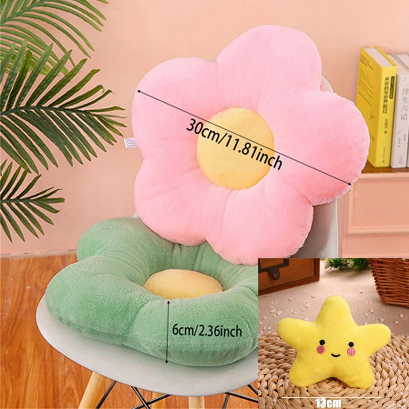 12/35cm Stuffed Five Petal Flower Cushion Girly Room Decor Sunflower Pillow Bay Window Pink Flower Sit Bedroom Seat Pillow