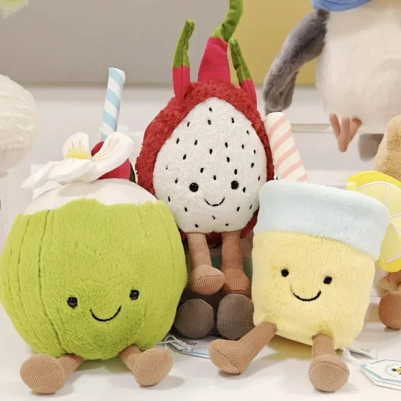 2025New In-Stock Jelly Cat Summer Coconut Backpack Pendant Lemonade Plush Cushion Home Bedroom Decorations Girl Gift