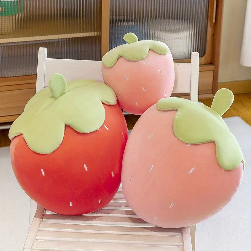Strawberry Shaped Throw Pillow, Fun Home Decor of Fruit Themed Shaped Cushions, Decorative Pillow for Couch Bed and Chair