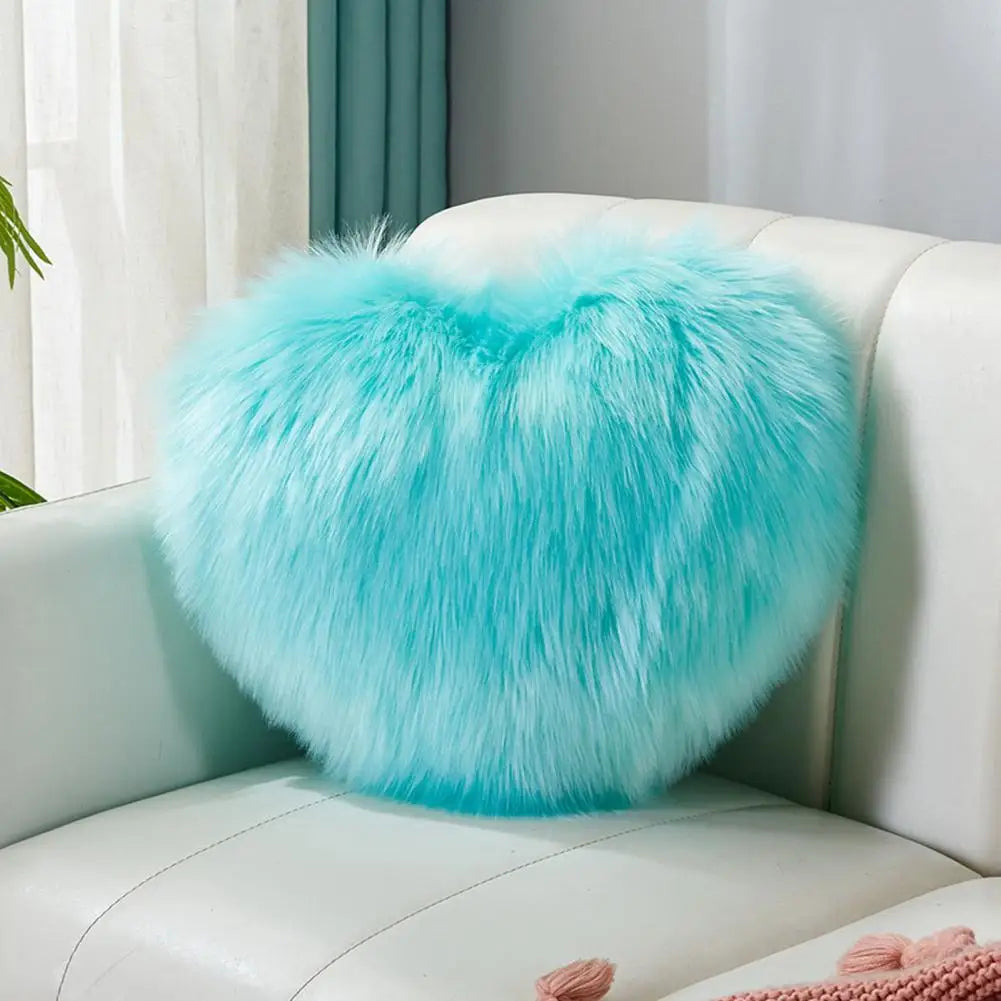 40cm PP Cotton Stuffed Heart Pillow Sofa Decorative Cushion Long Faux Fur Soft Sofa Pillow Cushion Gift Room Decorative Pillow
