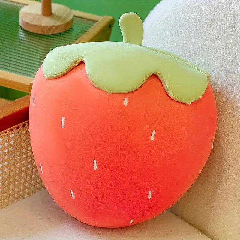 Strawberry Shaped Throw Pillow, Fun Home Decor of Fruit Themed Shaped Cushions, Decorative Pillow for Couch Bed and Chair