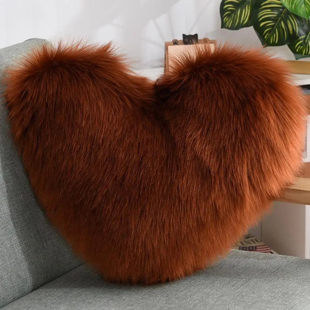 40cm PP Cotton Stuffed Heart Pillow Sofa Decorative Cushion Long Faux Fur Soft Sofa Pillow Cushion Gift Room Decorative Pillow