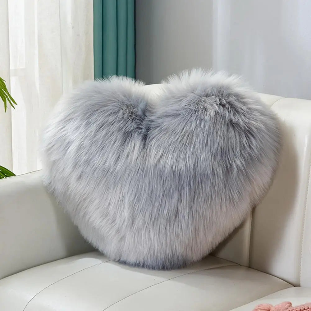 40cm PP Cotton Stuffed Heart Pillow Sofa Decorative Cushion Long Faux Fur Soft Sofa Pillow Cushion Gift Room Decorative Pillow