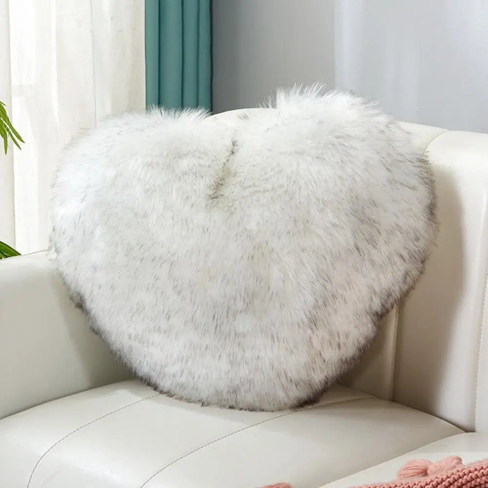 40cm PP Cotton Stuffed Heart Pillow Sofa Decorative Cushion Long Faux Fur Soft Sofa Pillow Cushion Gift Room Decorative Pillow
