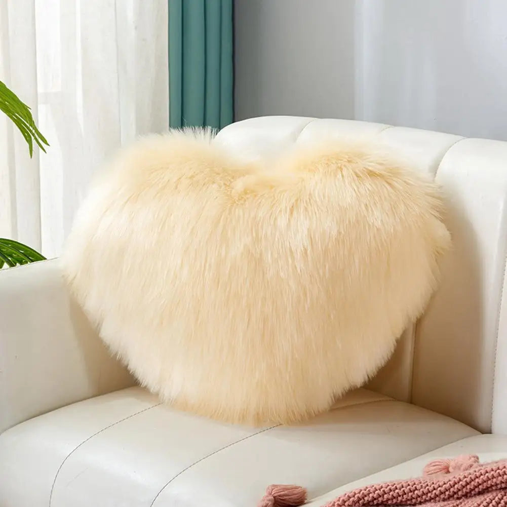 40cm PP Cotton Stuffed Heart Pillow Sofa Decorative Cushion Long Faux Fur Soft Sofa Pillow Cushion Gift Room Decorative Pillow