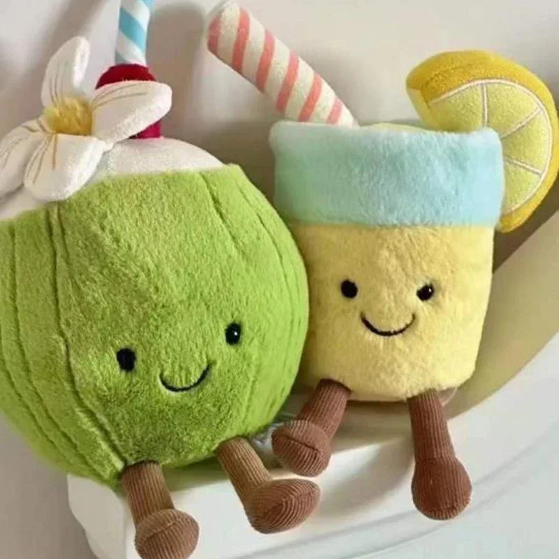 2025New In-Stock Jelly Cat Summer Coconut Backpack Pendant Lemonade Plush Cushion Home Bedroom Decorations Girl Gift