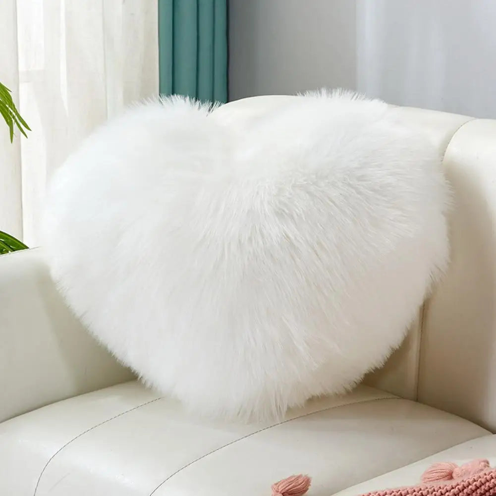 40cm PP Cotton Stuffed Heart Pillow Sofa Decorative Cushion Long Faux Fur Soft Sofa Pillow Cushion Gift Room Decorative Pillow