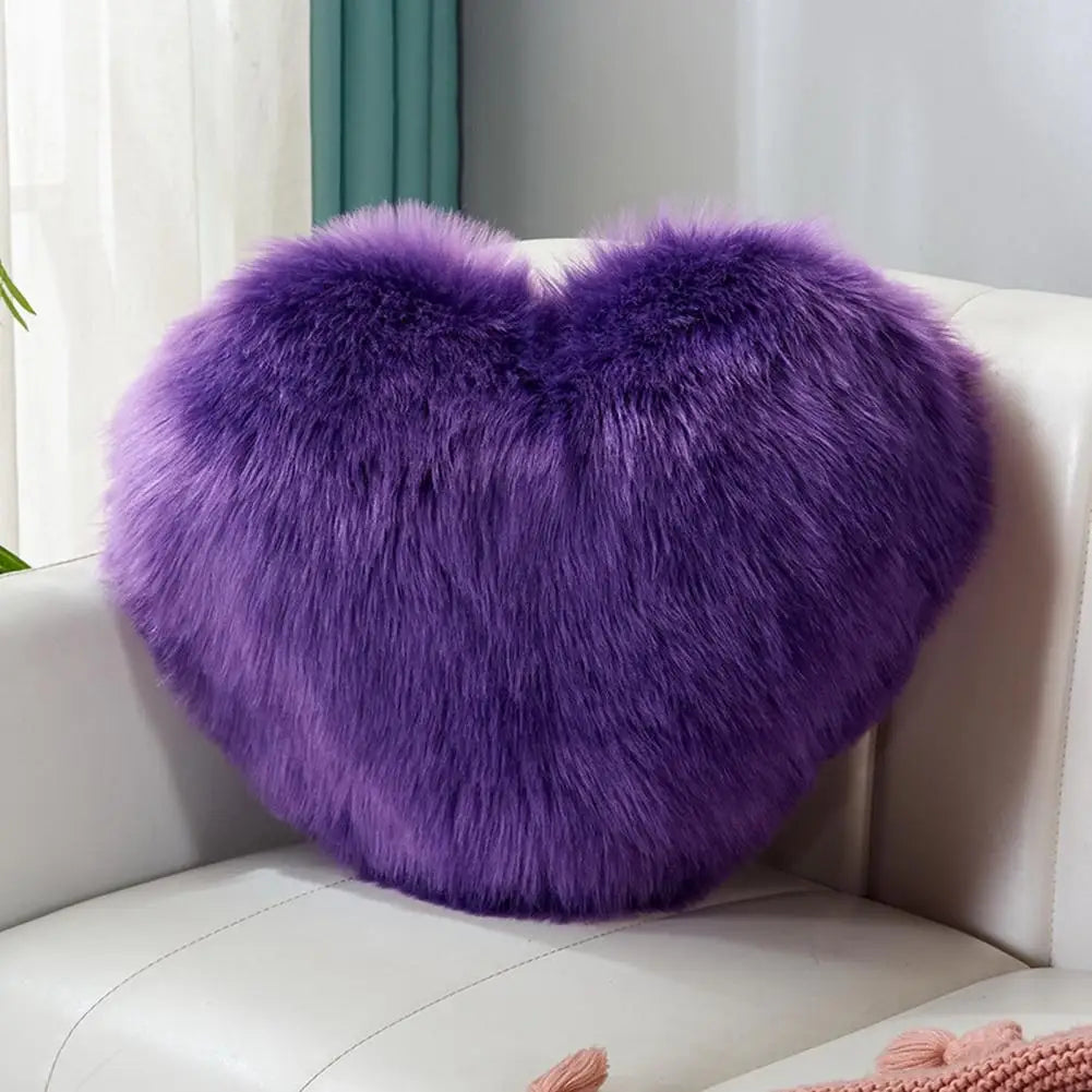 40cm PP Cotton Stuffed Heart Pillow Sofa Decorative Cushion Long Faux Fur Soft Sofa Pillow Cushion Gift Room Decorative Pillow