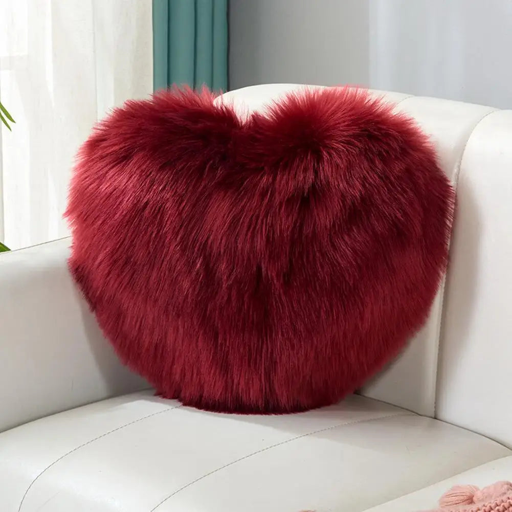 40cm PP Cotton Stuffed Heart Pillow Sofa Decorative Cushion Long Faux Fur Soft Sofa Pillow Cushion Gift Room Decorative Pillow