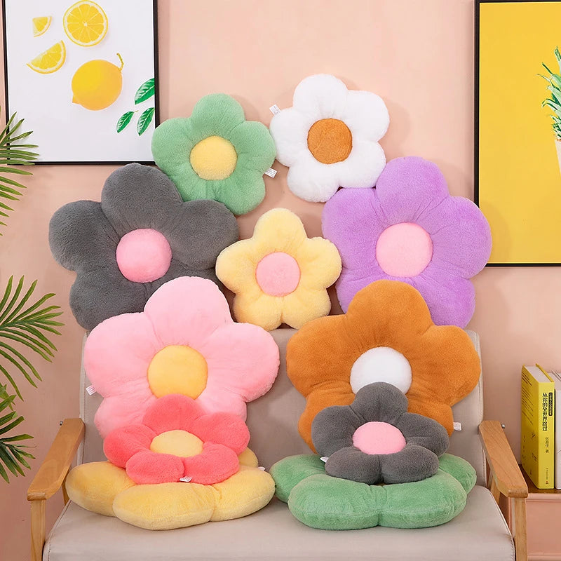 12/35cm Stuffed Five Petal Flower Cushion Girly Room Decor Sunflower Pillow Bay Window Pink Flower Sit Bedroom Seat Pillow