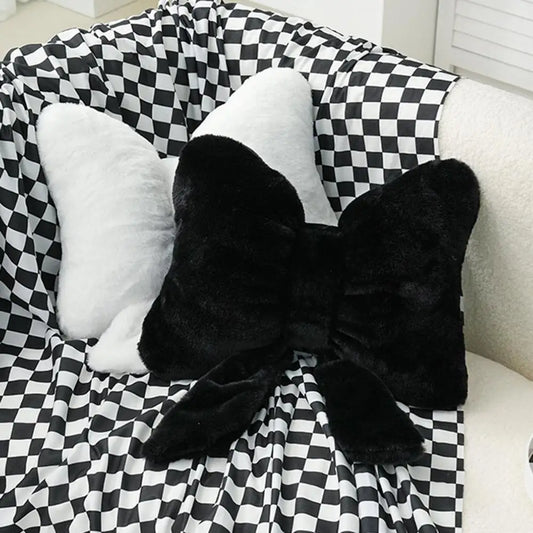 Bow Cushion Padded Soft Touch Plush Solid Color Bow Shape Bedroom Living Room Car Dorm Office Decoration Cushion Sleeping Pillow