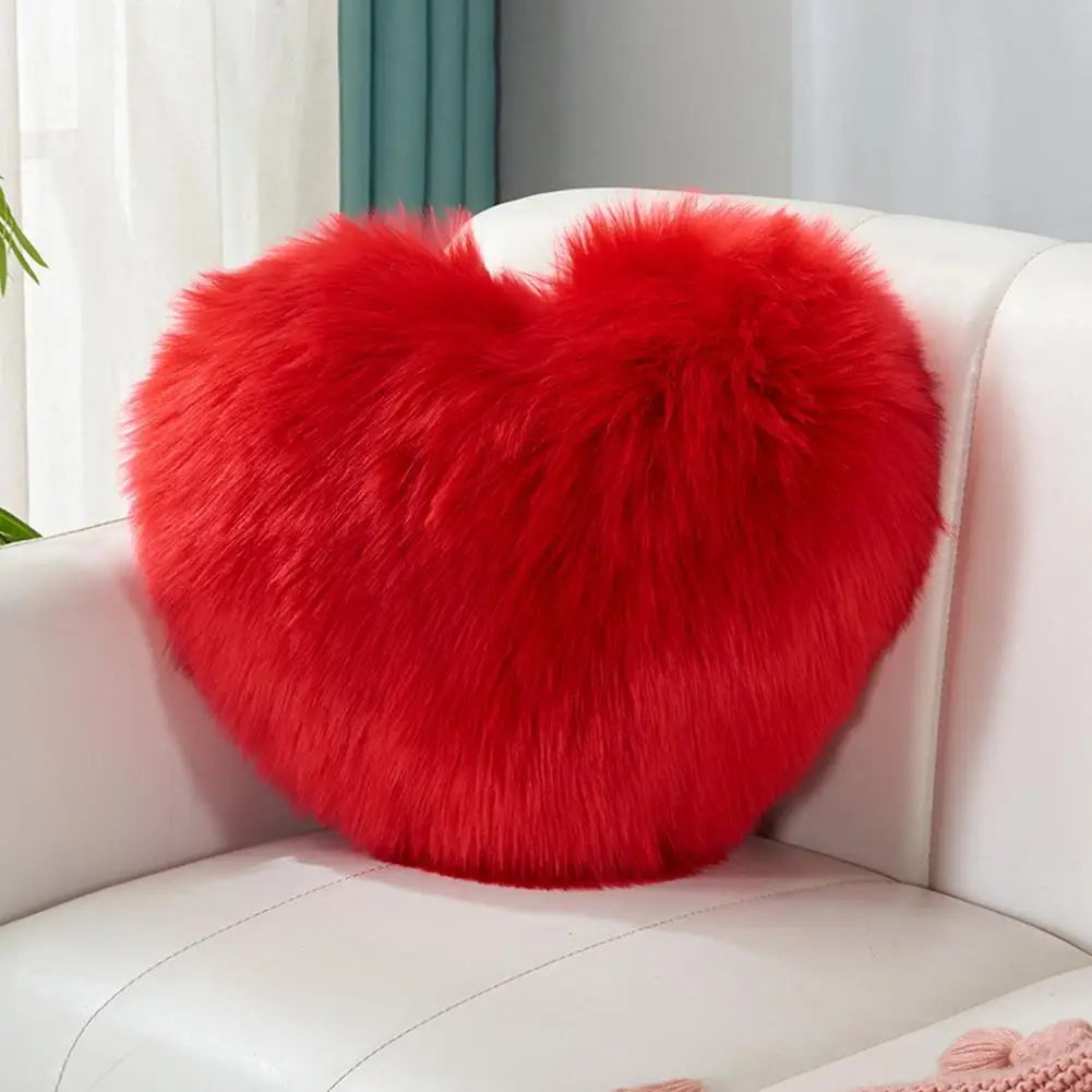 40cm PP Cotton Stuffed Heart Pillow Sofa Decorative Cushion Long Faux Fur Soft Sofa Pillow Cushion Gift Room Decorative Pillow