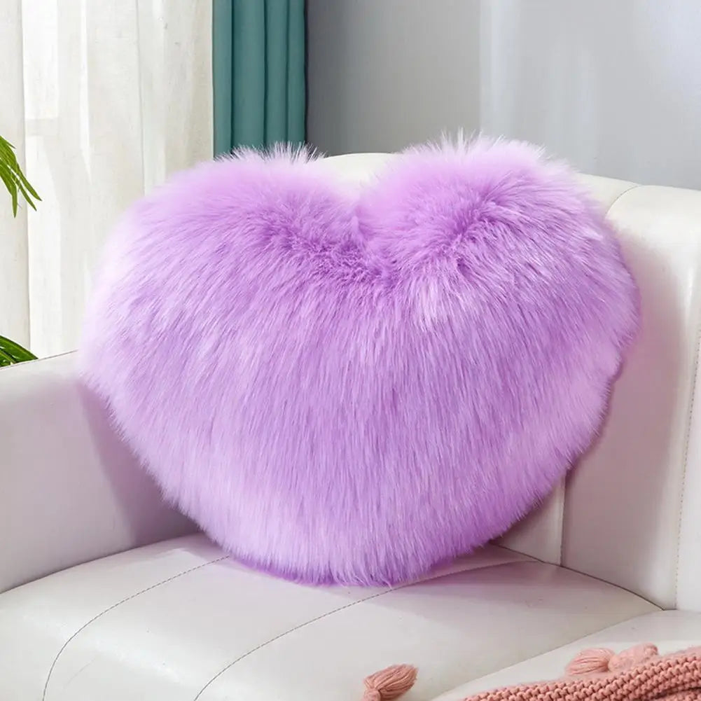 40cm PP Cotton Stuffed Heart Pillow Sofa Decorative Cushion Long Faux Fur Soft Sofa Pillow Cushion Gift Room Decorative Pillow