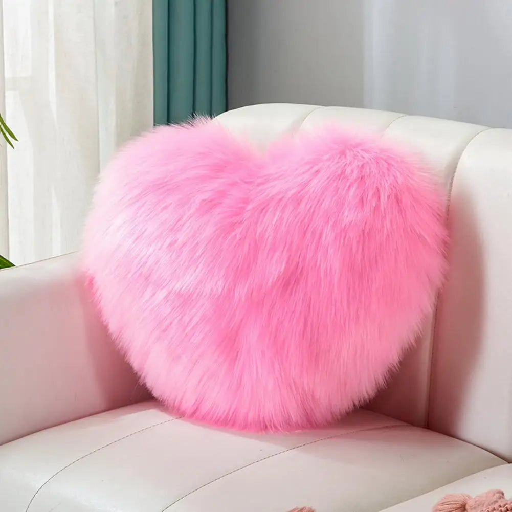 40cm PP Cotton Stuffed Heart Pillow Sofa Decorative Cushion Long Faux Fur Soft Sofa Pillow Cushion Gift Room Decorative Pillow